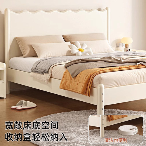 铁艺床双人床简约奶油风主卧1.8m铁架床宿舍出租房用1.5m单人床架 - 图2