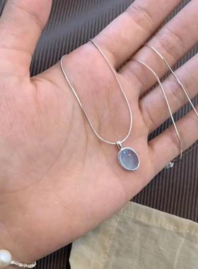 海蓝宝蛋形水晶项链ins小众简约