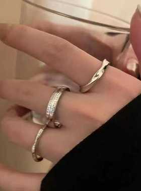 银色九个开口套装戒指时尚