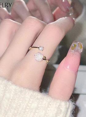 韩国网红山茶花朵戒指女i