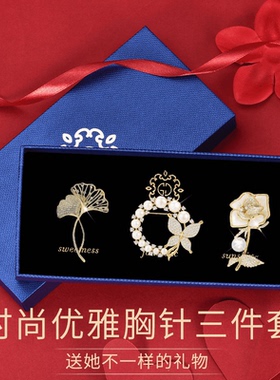 胸针套装高级感小众防走光西服大衣胸花别针轻奢气质礼物送老婆