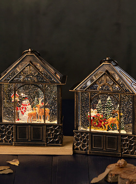 跨境圣诞节烛台灯桌面装饰品摆件复古小夜灯场景布置礼物儿童