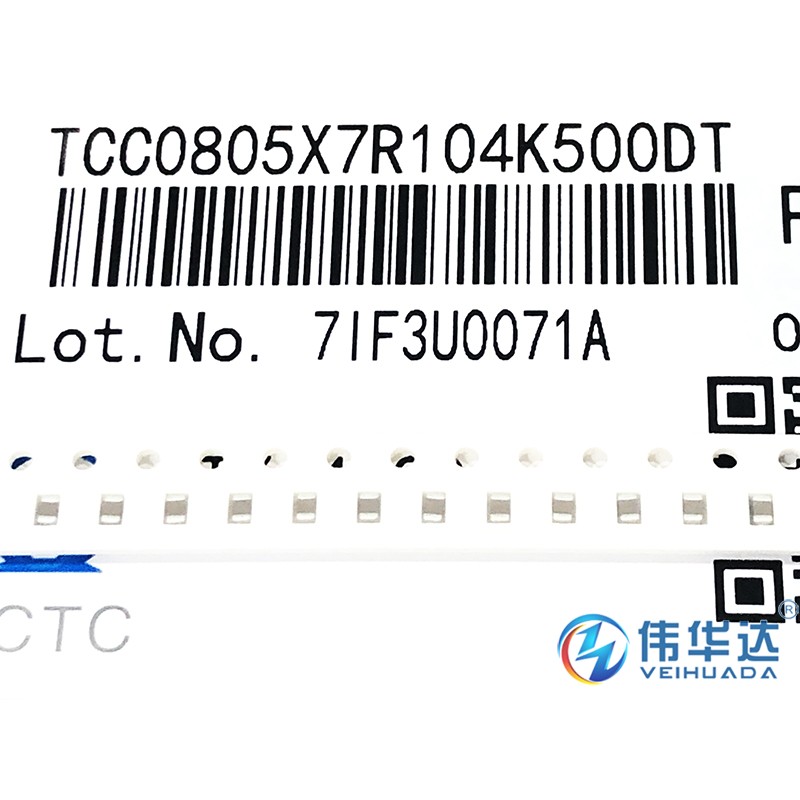 0805贴片电容 100nF(104K)±10% 50V TCC0805X7R104K500DT(100只) - 图3