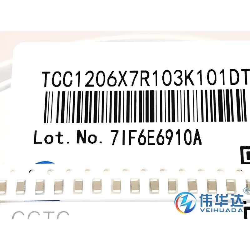 1206贴片电容 10nF(103K) ±10% 100V X7R TCC1206X7R103K101DT - 图1