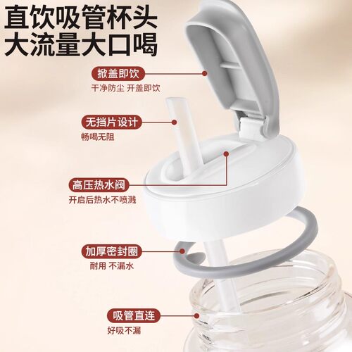 适配贝亲直饮吸管奶瓶配件鸭嘴学饮重力球直吸奶嘴杯盖宽口径手柄 - 图1