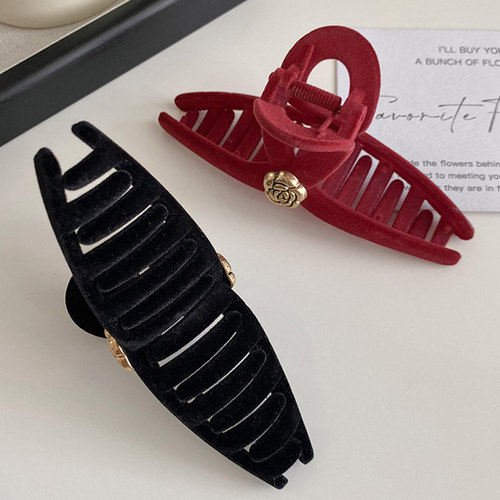 抓夹女2025新款高级感八字带花大号头发鲨鱼夹半扎发夹发量少高端 - 图2