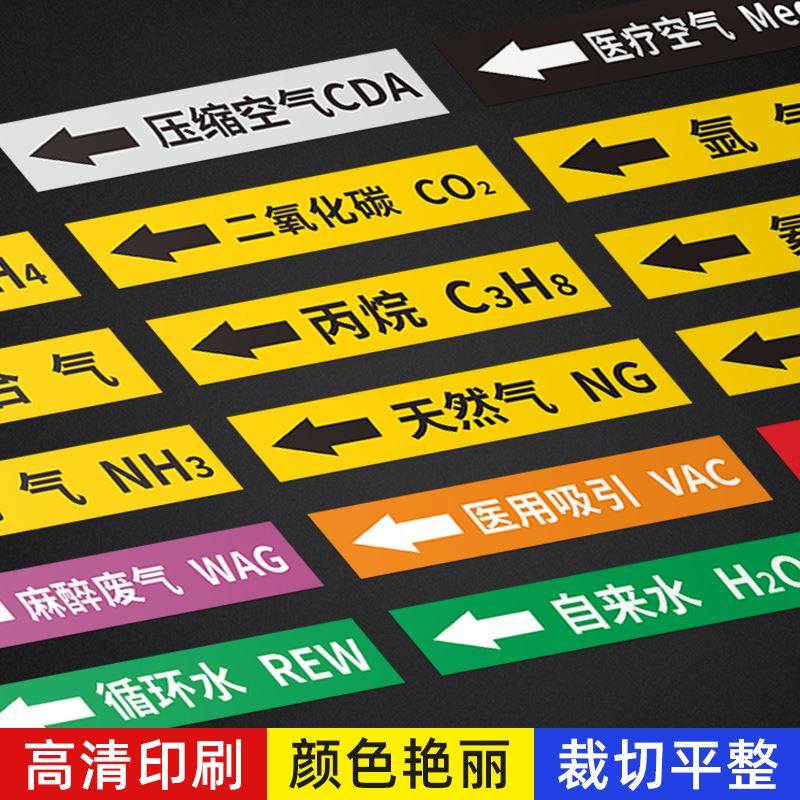 各类气体管道标签贴纸国标医用化工气体管道标识空气介质流向箭头指示牌氧气电线管天然气压缩空气标示贴定制,淘宝优惠券,粉丝福利购,淘宝优惠卷