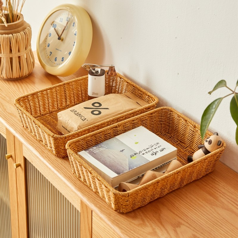 仿藤编零食收纳筐家用客厅水果收纳篮桌面收纳盒酒店商超储物篮,淘宝优惠券,粉丝福利购,淘宝优惠卷