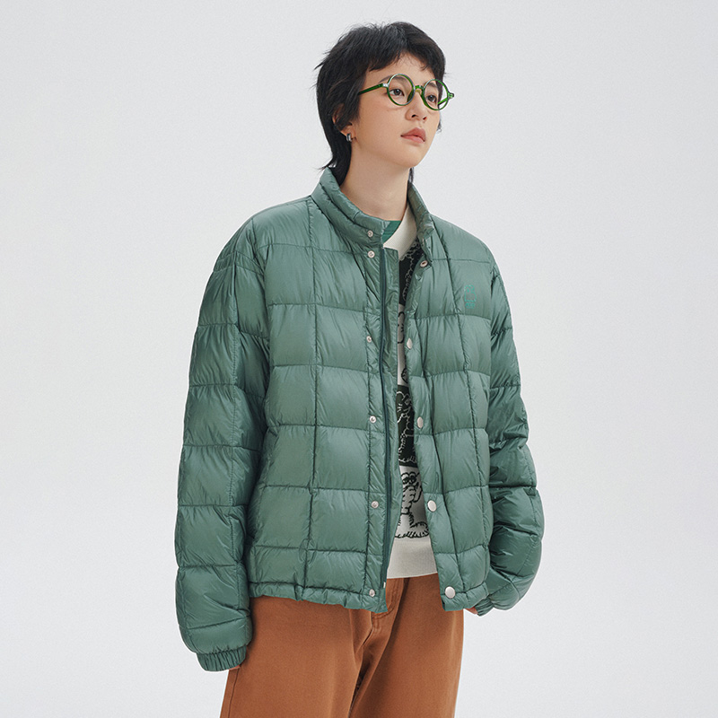 MindError ME Puffer 基础logo立领格纹棉服男女宽松休闲上衣外套