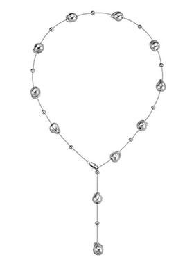 新款真多麻小石头巴洛克Y字链前后多戴满天星珍珠项链女银针