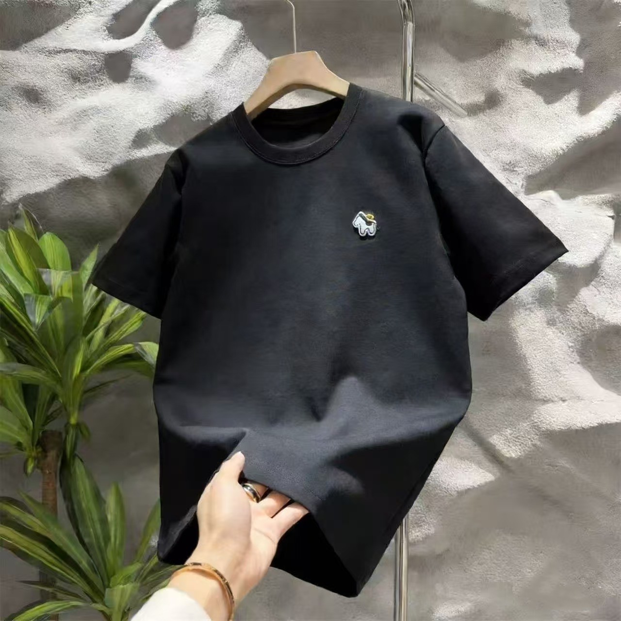 2026秋冬新款潮牌小马刺绣短袖男纯色净版圆领套头加厚T恤打底衫,淘宝优惠券,粉丝福利购,淘宝优惠卷