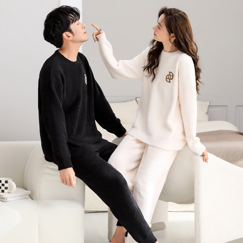 半边绒情侣睡衣秋冬款女士珊瑚绒加绒加厚女款冬季男士大码家居服,淘宝优惠券,粉丝福利购,淘宝优惠卷