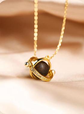 天然芽庄白奇楠金项链十字链