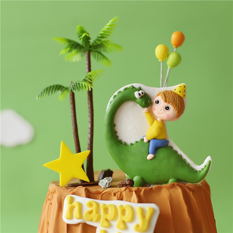 Cake Decor Cartoon Coco Tree Leaf Dinosaur Boy's Birthday Ca - 图2