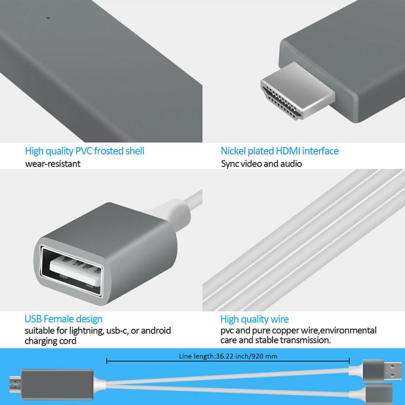 3in1 HDMI Mirroring Cable Phone To TV HDTV Adapter HD 1080P - 图1