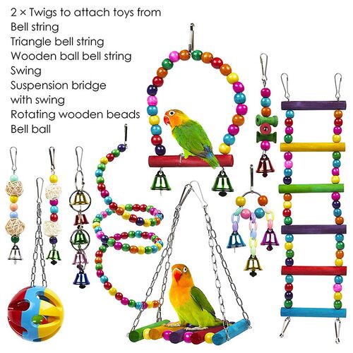 10 Pack Bird Cage Toys for Parrots Reliable & Chewable - Swi - 图1