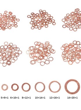 50Pcs Copper Sealing Washer Solid Gasket Sump Plug Oil 6Size