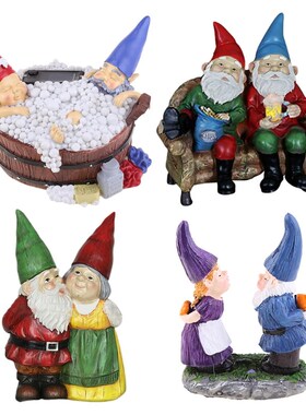 Garden Gnome Statue Hand-Painted Gnome Couple Swedish Tomte