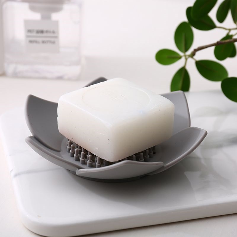 Flexible Silicone Bathroom Shower Soap Box Dish Storage Plat - 图2