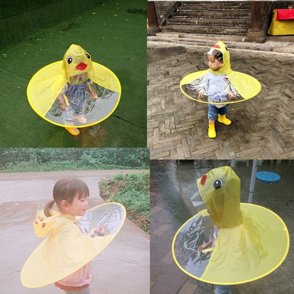 Cute Raincoat Cartoon duck Kids Rain Coat UFO Children Umbre - 图1