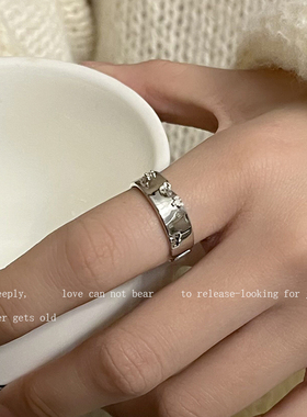 碎钻素圈戒指套装食指戒环情侣