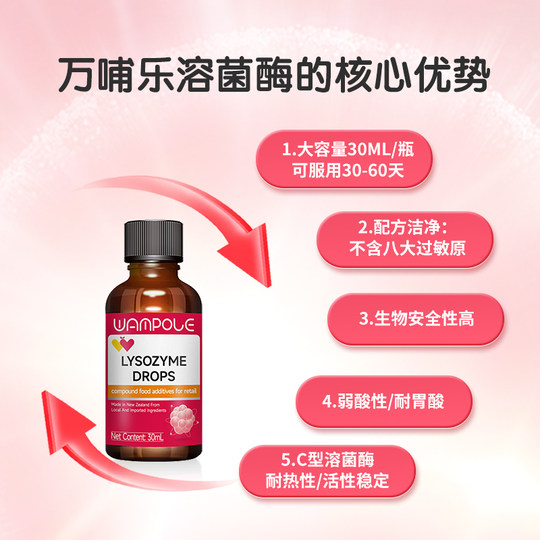 万哺乐溶菌酶滴剂赶跑坏菌菌新西兰原装进口乳酸链球菌素30ml/瓶