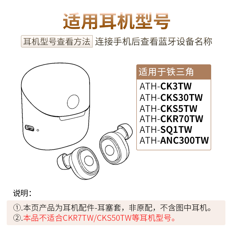 品吉高耳塞套适用ATH铁三角ANC300TW蓝牙耳机套CKR70TW硅胶套CKS30TW耳帽CKS5TW耳塞SQ1TW软胶耳套CK3TW配件 - 图1