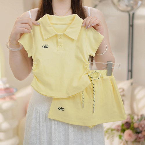女童夏季套装2025新款儿童学院风女孩短袖POLO衫刺绣裙裤两件套潮 - 图2