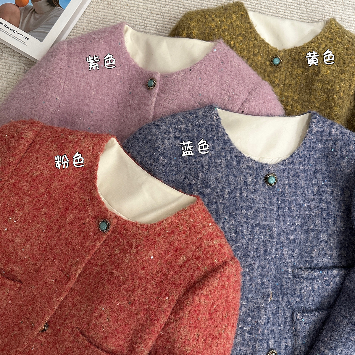 米米感橘调亮片羽绒小香外套~补单款羽绒服(含90白鸭绒)33233052 - 图0