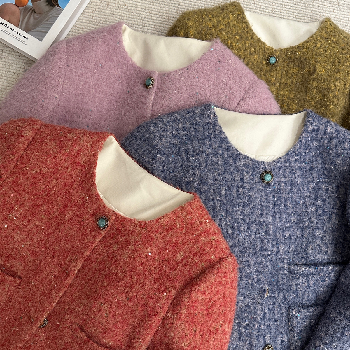 米米感橘调亮片羽绒小香外套~补单款羽绒服(含90白鸭绒)33233052 - 图1