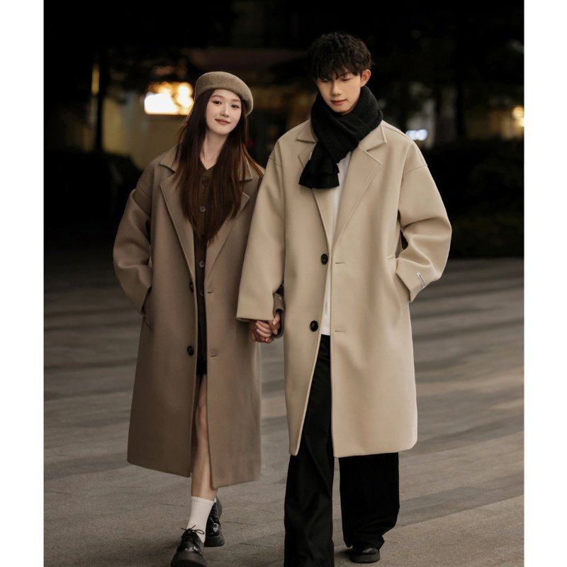 冬季新款顺毛呢子大衣男长款过膝韩版宽松帅气毛呢外套男英伦风衣,淘宝优惠券,粉丝福利购,淘宝优惠卷