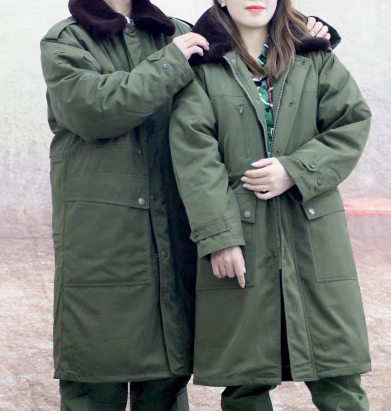 3502正品03羽绒大衣男女士东北君绿色棉大衣男冬季防寒加厚中长款 - 图3