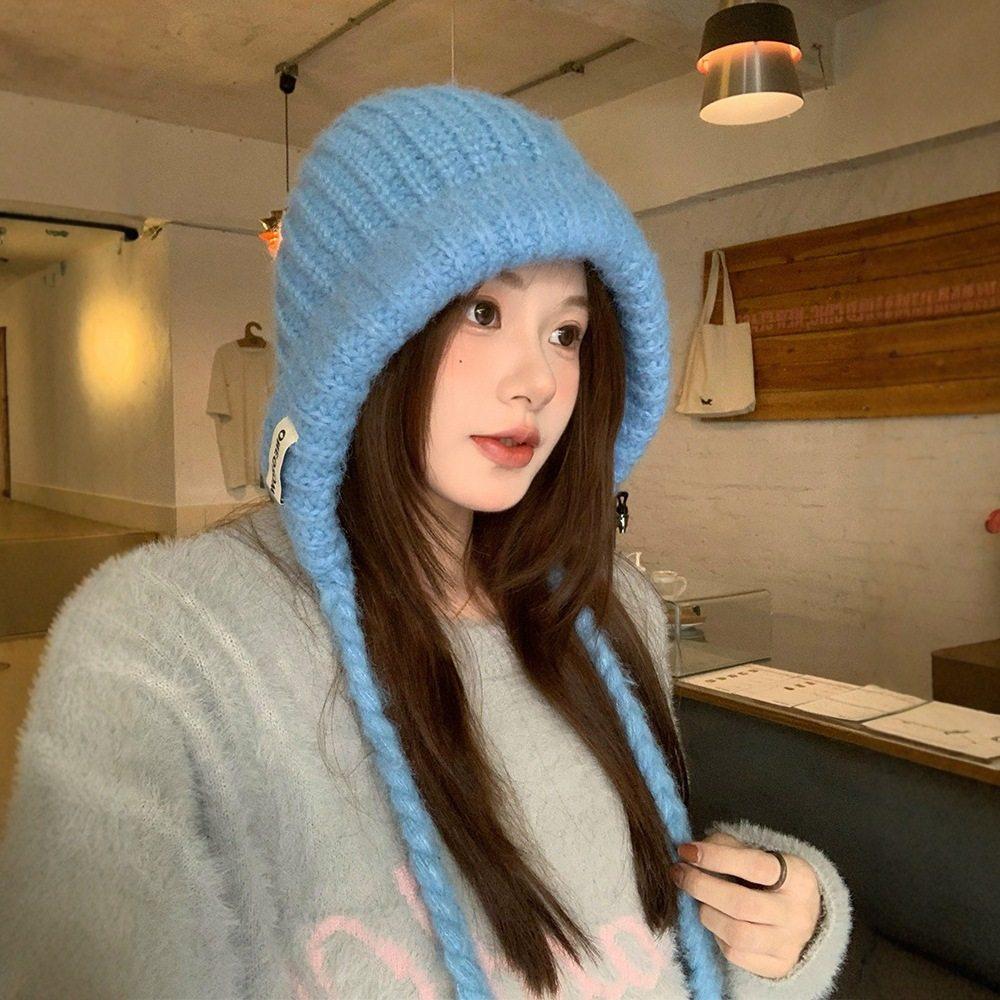 蓝色巴拉克拉法帽大头围帽子围巾一体秋冬加厚保暖护耳针织毛线帽,淘宝优惠券,粉丝福利购,淘宝优惠卷