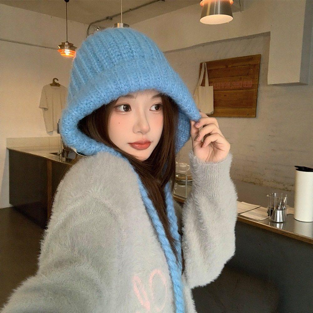 蓝色巴拉克拉法帽大头围帽子围巾一体秋冬加厚保暖护耳针织毛线帽,淘宝优惠券,粉丝福利购,淘宝优惠卷
