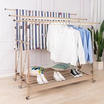 Clothes hanger floor folding aluminum alloy telescopic cold clothes hanger home clotheshorse balcony telescopic sunburn