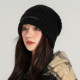 Winter large head circumference knitted woolen hat for women with ear protection and warmth