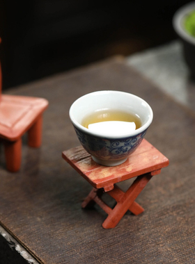 紫砂桌椅仿真木纹小桌子装饰摆件