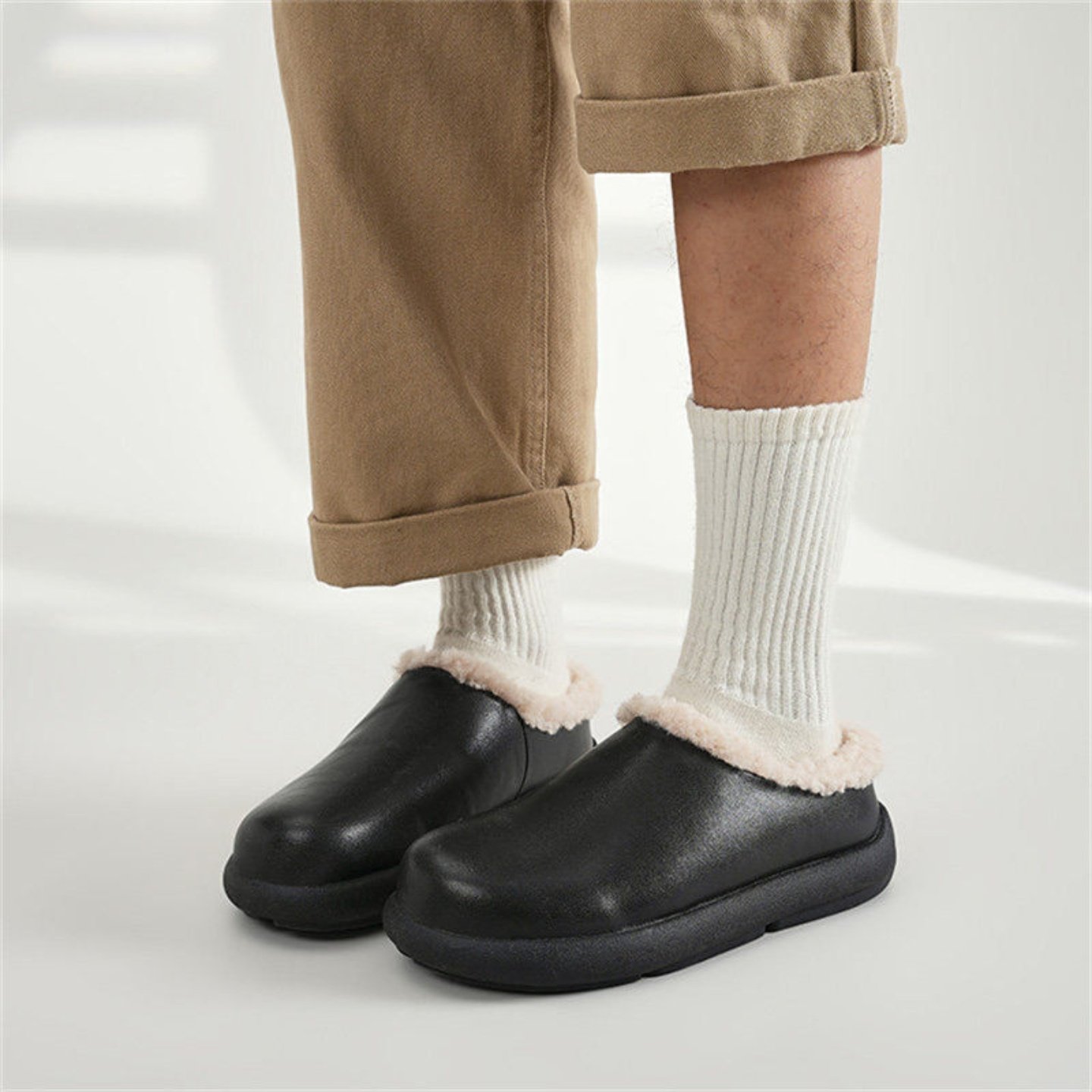 正品黑色防水小土豆勃肯鞋男2026冬季新款厚底半拖棉鞋毛绒雪地靴,淘宝优惠券,粉丝福利购,淘宝优惠卷