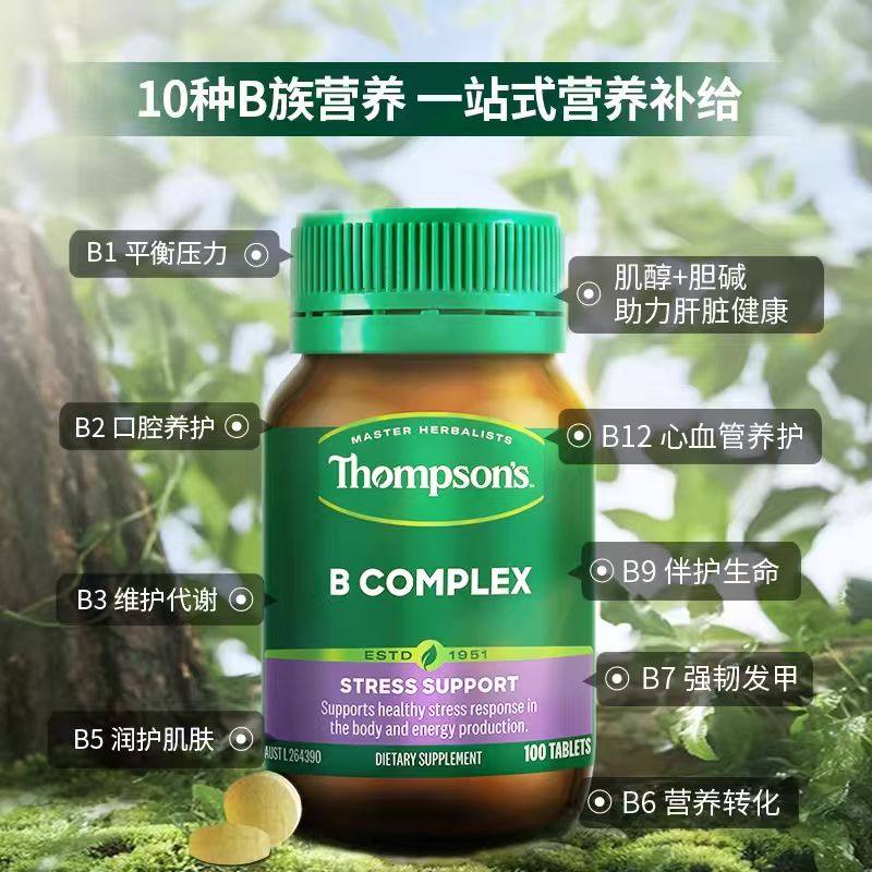 新西兰Thompsons汤普森综合维生素B100粒 维他命VB 补充B族营养,淘宝优惠券,粉丝福利购,淘宝优惠卷