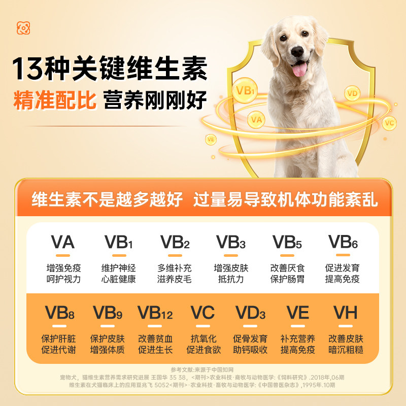 爪爪博士复合维生素片防掉毛维生素 爪爪博士宠物用品猫氨基酸/维生素/钙铁锌