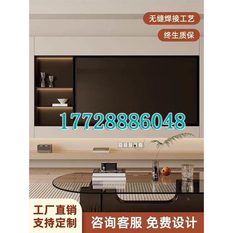 Embedded 65 75 85 100 inch background display metal cabinet custom living room stainless steel TV alcove wine cabinet