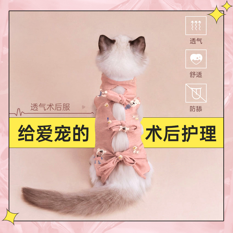 猫咪绝育服母猫手术服衣服透气戒奶服断奶服公猫防舔术后宠物猫猫 - 图0