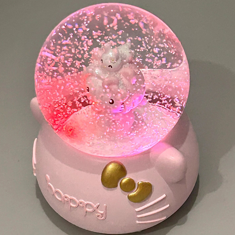 hellokitty水晶球圣诞飘雪音乐八音盒桌面装饰摆件送女生生日礼物 - 图0