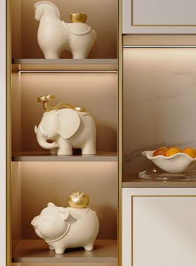 速发柜祥如意摆件大象新中式创意玄关客厅酒吉办公室家饰装居品寓