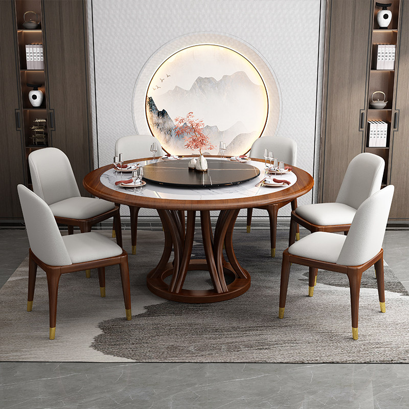 速发新中盘岩板大理石圆形6人餐桌简组合带转式椅约家用轻奢圆桌,淘宝优惠券,粉丝福利购,淘宝优惠卷