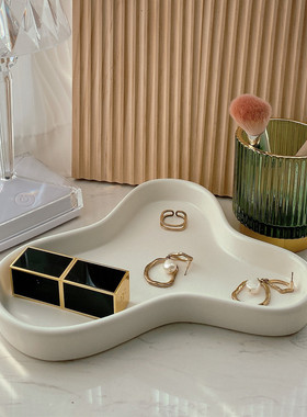 速发桌面口众首饰件纳盒门小进门收纳摆收托盘杂物收拾盘