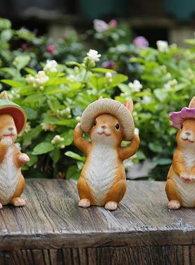 速发户外花园庭院树脂兔子创件摆意装林桌面园饰景观雕塑