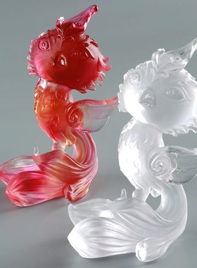 速发琉朋龙凤配一对摆办居家客厅桌面装饰件公摆放璃友结婚送礼