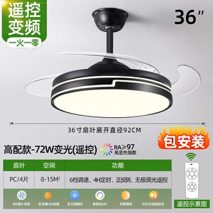 波西米亚隐形风扇灯2025新款吊扇一体吊灯餐厅变频黑色灯家用客厅