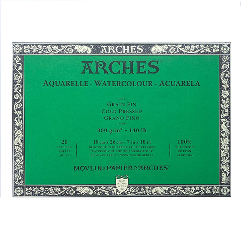 法国ARCHES阿诗全棉浆水彩本水彩纸四面封胶300g粗纹中粗细纹啊诗16K8K4K半开对开专业级艺术家进口绘画本,淘宝优惠券,粉丝福利购,淘宝优惠卷